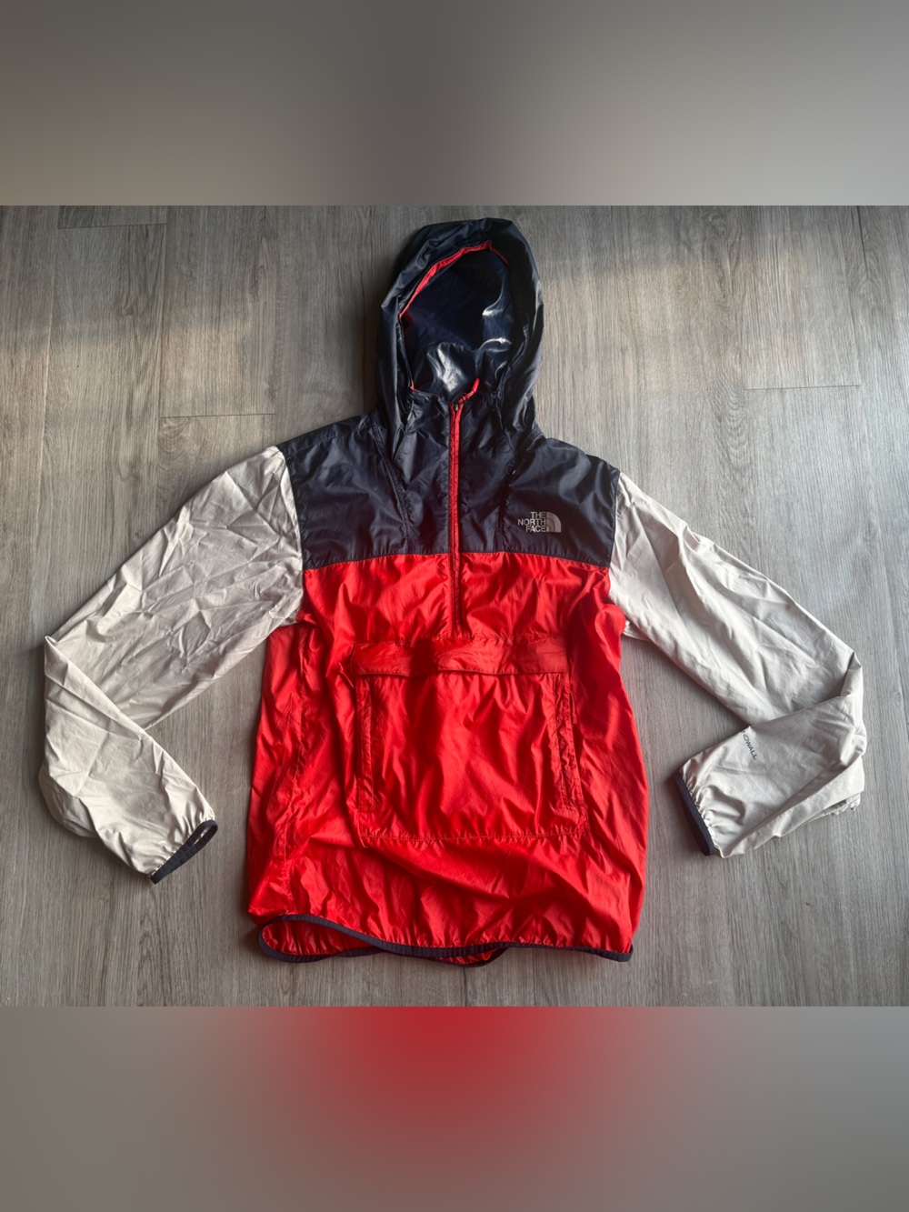 The North Face Red, Navy & White Kids Hooded Rain Anorak